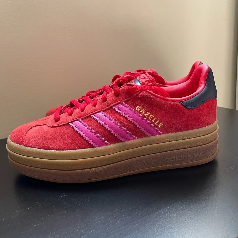 Adidas Women's Gazelle Bold Red Sneakers - Picture 2 of 4
